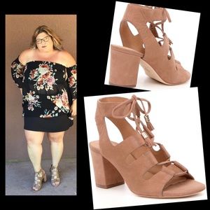 Antonio Melani Jessay Blush Leather Block Heel